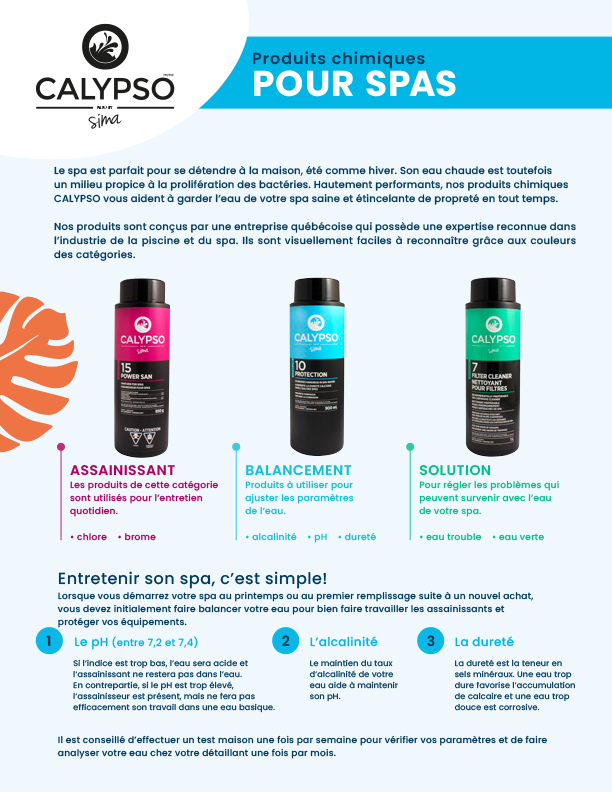 Swimming Pool and spa Store - Calypso - Produits chimiques spa - Sima POOLS & SPAS